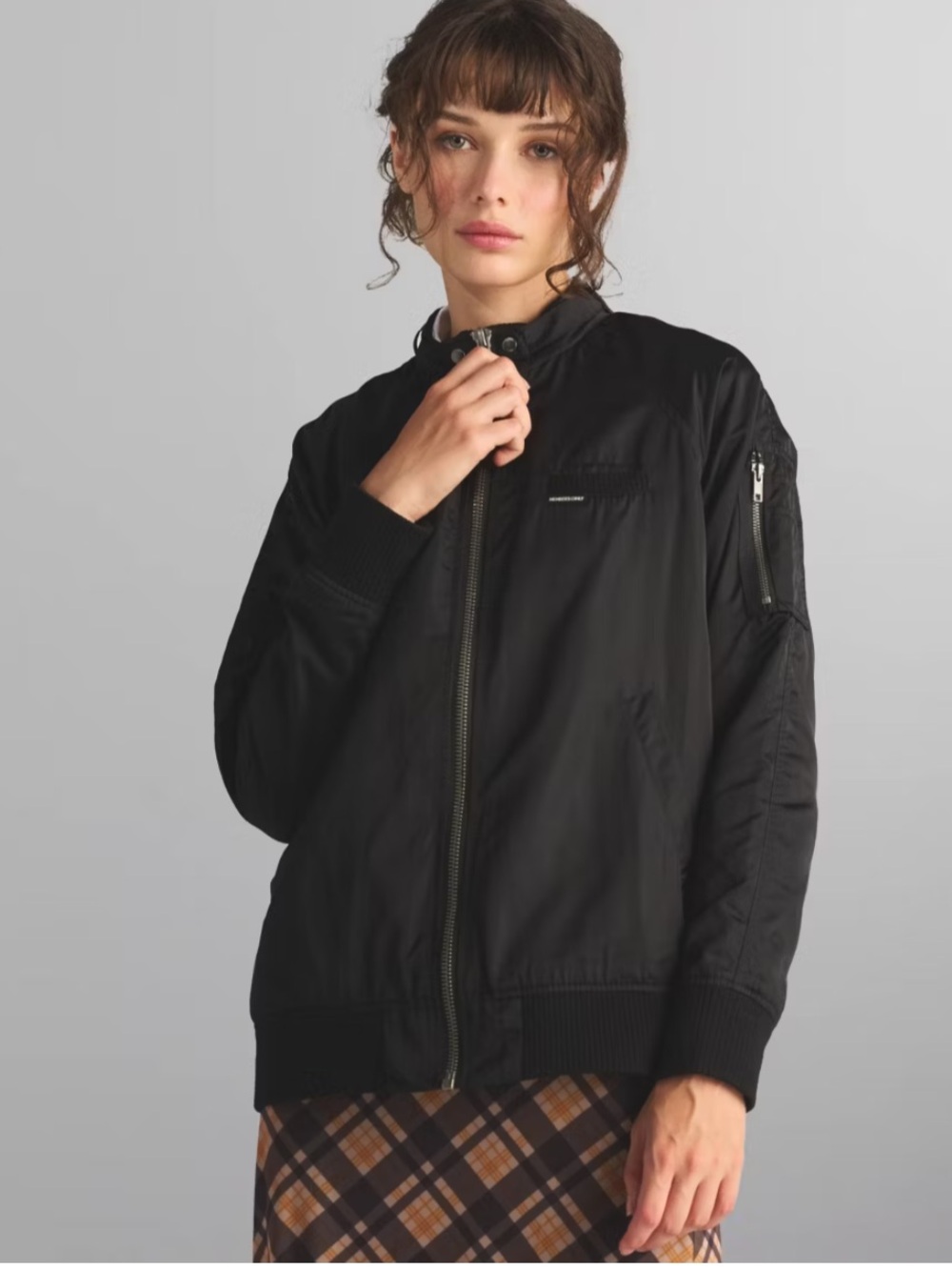 Members Only Women's Satin Bomber Jacket - Black - X-Small